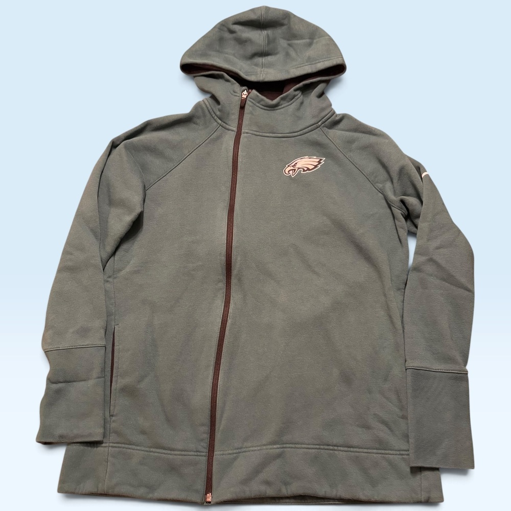 Philadelphia Eagles Jacket Womens Large Green NFL Football Nike Fleece Hoodie